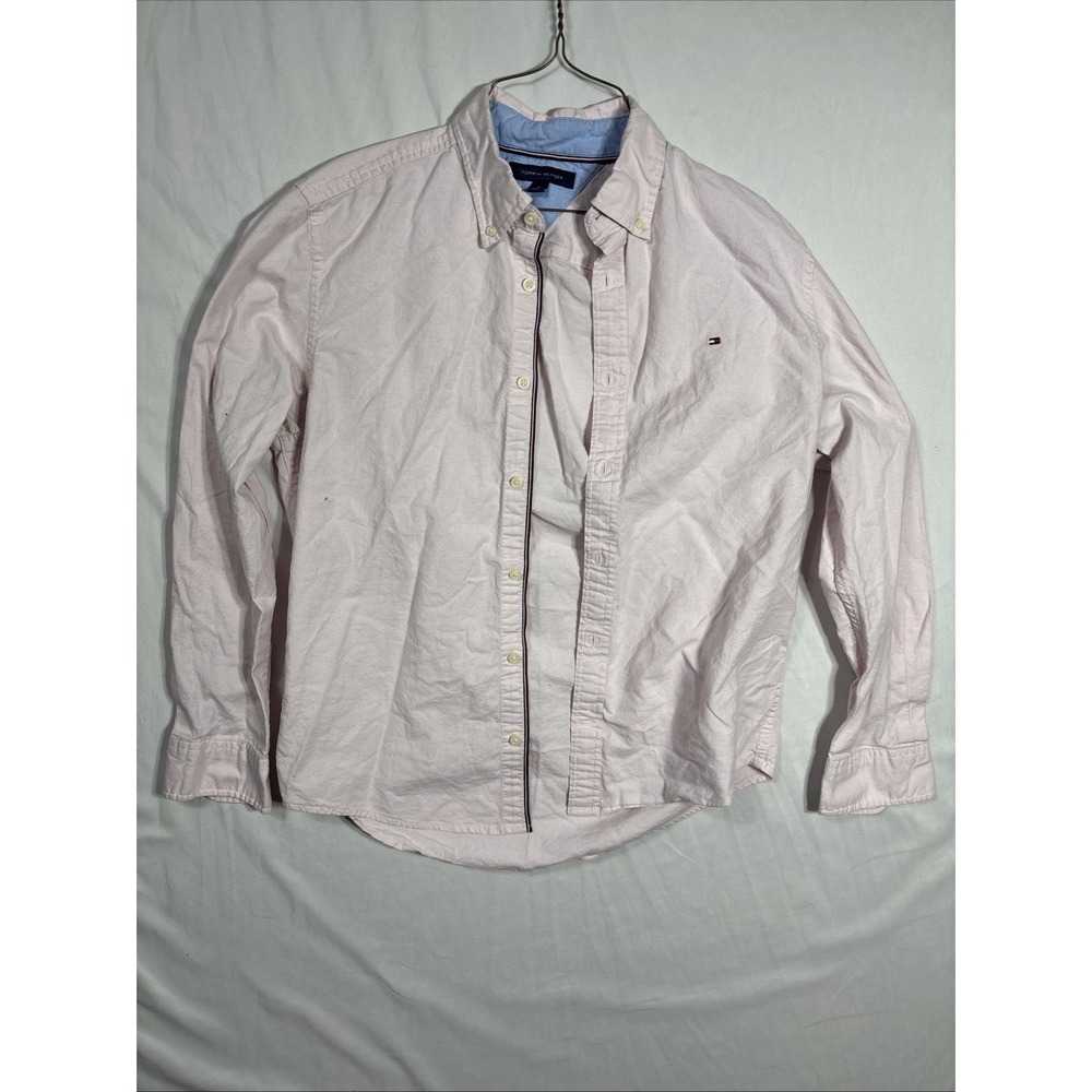 Tommy Hilfiger Mens Medium Long Sleeve Button Down Pink Shirt Regular Fit